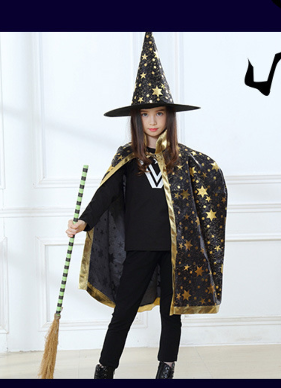 Gender-neutral children's clothing "Magic Party" set with magical hat decorations