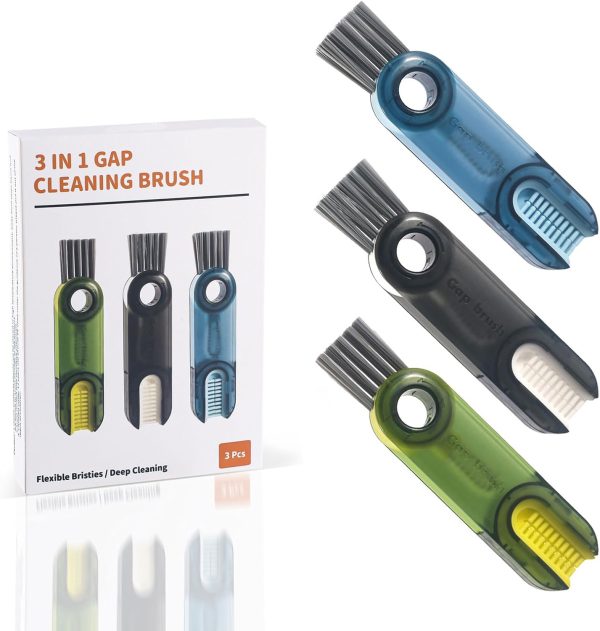 Three-in-one cup lid gap cleaning brush set