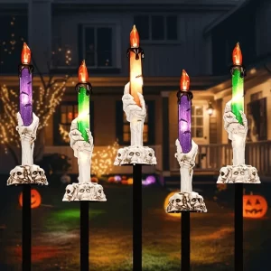Solar powered skull candlelight Halloween aisle decoration