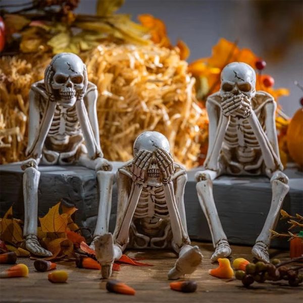 Halloween Skeleton Statue Series Don't Listen, Don't Talk, Don't Look