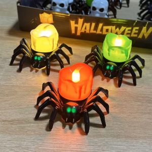 🏆2025 Halloween Hot Sale⚡🕷️ Halloween LED Spider Light with Creepy Spider - Flicker-Free Candle Light, Perfect for Home Decor🕷️