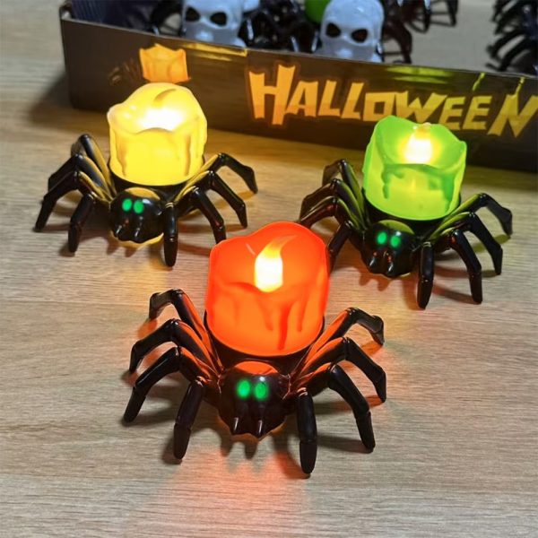 🏆2025 Halloween Hot Sale⚡🕷️ Halloween LED Spider Light with Creepy Spider - Flicker-Free Candle Light, Perfect for Home Decor🕷️