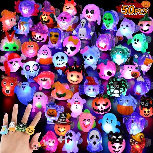 50PCS Halloween LED Glow Rings