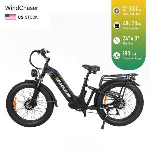 WindChaser electric bicycle features an aluminum alloy frame, equipped with dual 1000W motors, a 48V 20AH removable battery, and hydraulic disc brakes, achieving a top speed of 55 km/h.