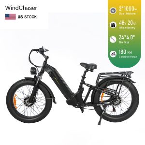 WindChaser electric bicycle features an aluminum alloy frame, equipped with dual 1000W motors, a 48V 20AH removable battery, and hydraulic disc brakes, achieving a top speed of 55 km/h.