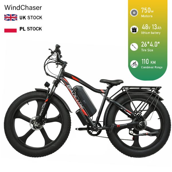 WindChaser electric bicycle features an aluminum alloy frame, equipped with a 500W brushless motor, a 48V 13Ah removable battery, and a hydraulic braking system, capable of reaching a maximum speed of 45 km/h.