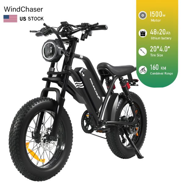 WindChaser electric bicycles feature a high-carbon steel frame, 1500W brushless motor, 20AH ternary lithium battery and hydraulic braking system Max speed: 45 km/h