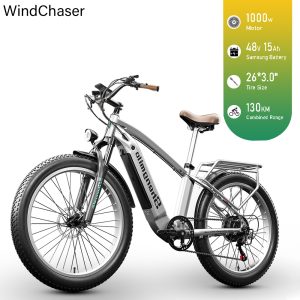 WindChaser electric bicycle features an aluminum alloy frame, equipped with a 1000W brushless motor, a 48V 15A Samsung battery, and a dual disc brake system front and rear, achieving a maximum speed of 42 km/h.