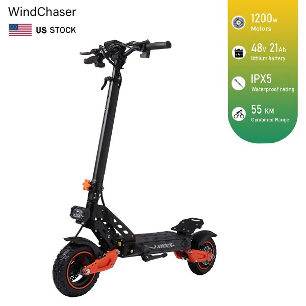 Customhub electric scooter feature an aluminum alloy frame ,1200W brushless motor, a top speed of 40 mph, a range of 34 miles, and 11-inch off-road tires